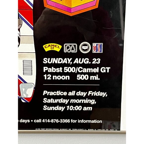 1981 Pabst 500 Racing Poster Road America BMW lola Corvette 28" framed +xtras - Picture 2 of 13